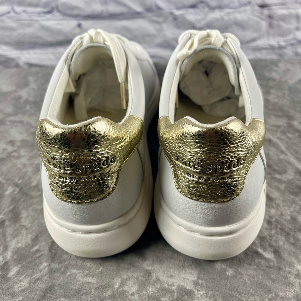Kate Spade Women's Lift OpticWhite and Gold Sneakers Size 8.5 - Picture 11 of 14